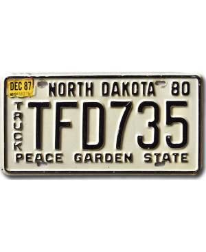 Americká ŠPZ North Dakota 1980 Peace Garden TFD735