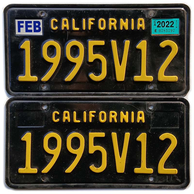 Americká ŠPZ California Black 1995V12 pár