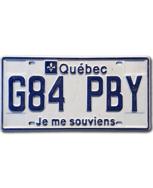 Kanadská ŠPZ Quebec Je Me Souviens G84 PBY