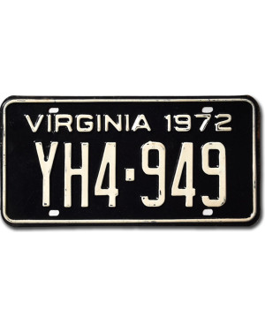 Americká ŠPZ Virginia 1972 Black YH4-949