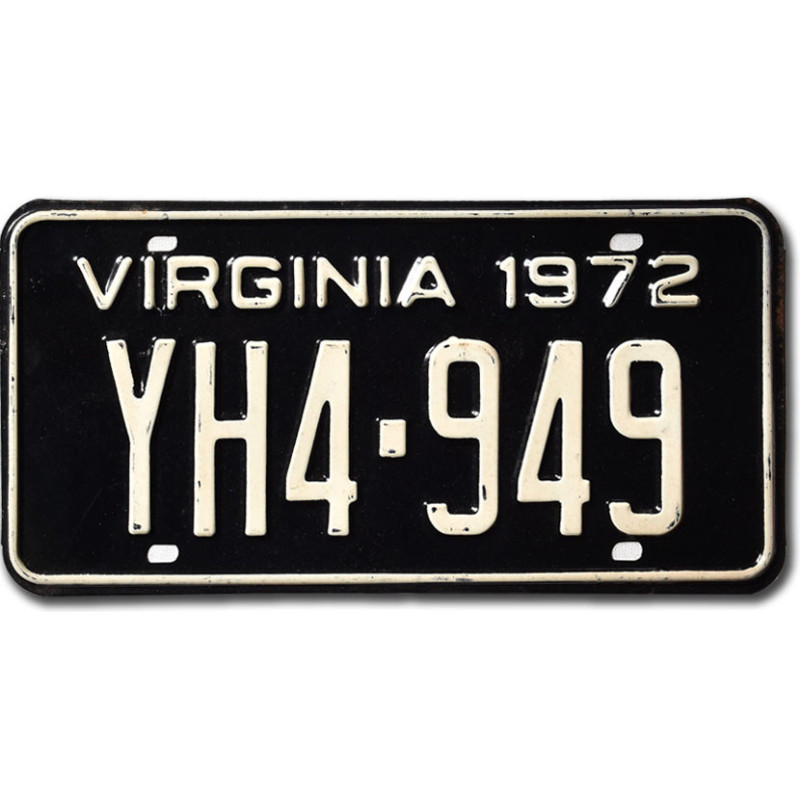 Americká ŠPZ Virginia 1972 Black YH4-949