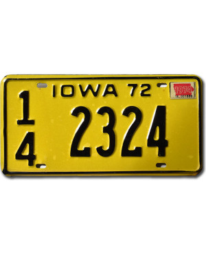 Americká ŠPZ Iowa 1972 Yellow 14 2324