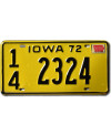 Americká ŠPZ Iowa 1972 Yellow 14 2324