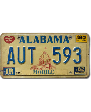 Americká ŠPZ Alabama 1980 Capitol AUT 593