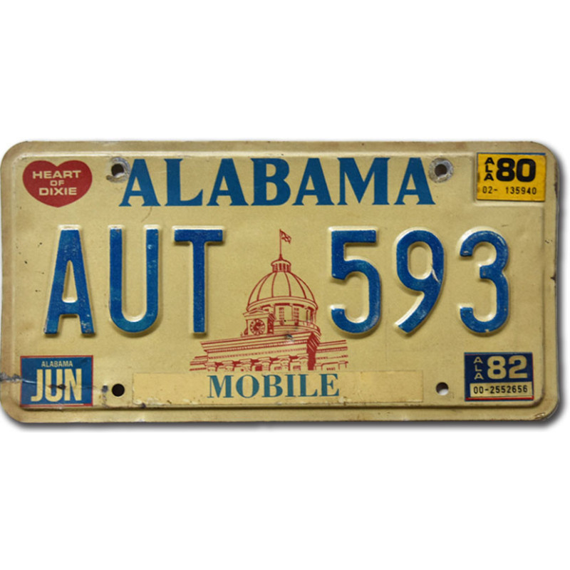 Americká ŠPZ Alabama 1980 Capitol AUT 593