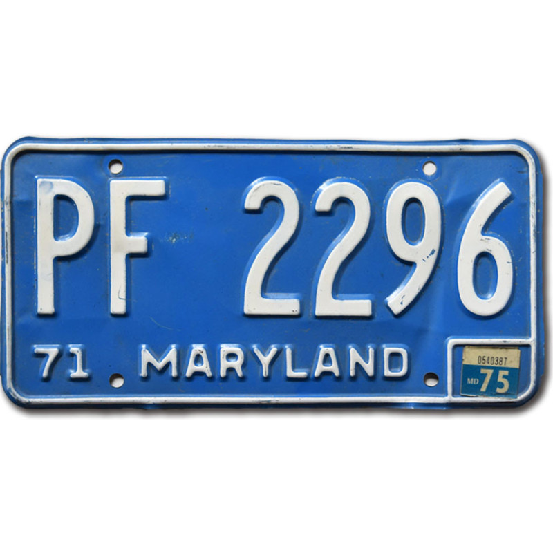 Americká ŠPZ Maryland 1971 Blue PF 2296