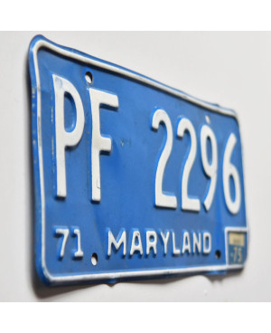 Americká ŠPZ Maryland 1971 Blue PF 2296