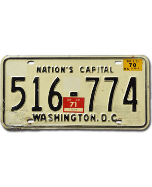 Americká ŠPZ Washington D.C. 1971 Nation´s Capital 516-774