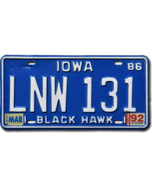 Americká ŠPZ Iowa 1986 Blue LNW 131