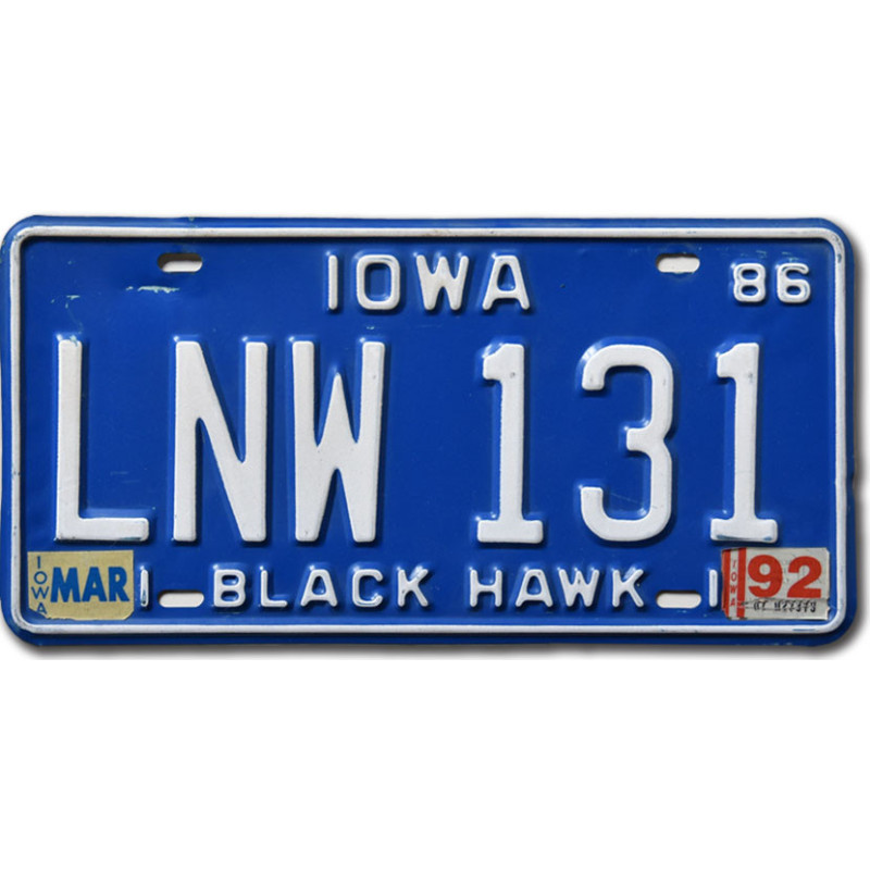 Americká ŠPZ Iowa 1986 Blue LNW 131