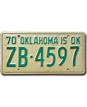 Americká ŠPZ Oklahoma is OK 1970 ZB-4597