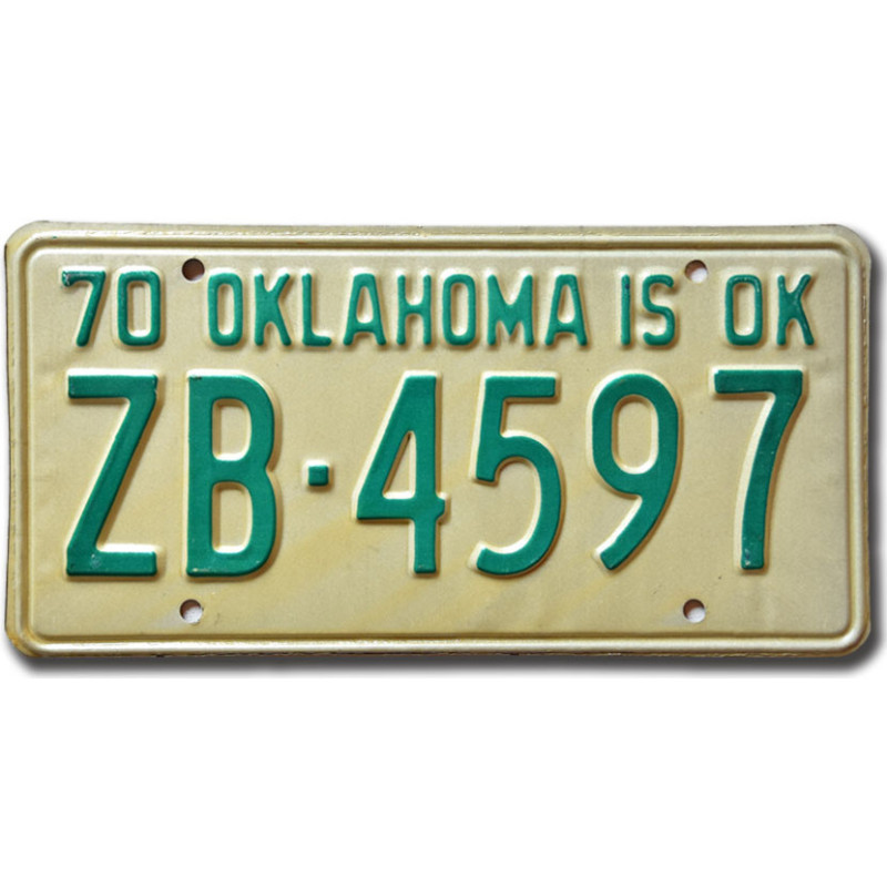 Americká ŠPZ Oklahoma is OK 1970 ZB-4597