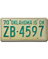 Americká ŠPZ Oklahoma is OK 1970 ZB-4597