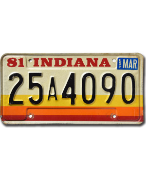 Americká ŠPZ Indiana 1981 Orange Stripes