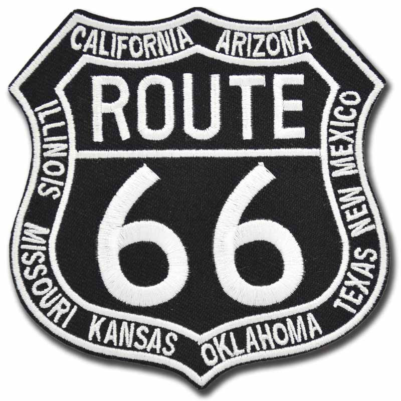 Moto nášivka Route 66 black 8cm x 7,5cm