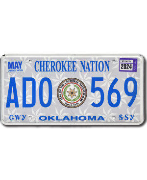 Americká ŠPZ Oklahoma Cherokee Nation ADO 569