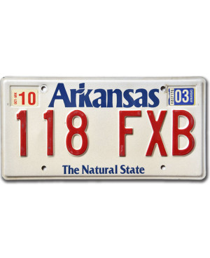 Americká ŠPZ Arkansas Natural White