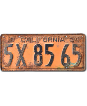 Americká ŠPZ California 1934 Yellow 5X8565
