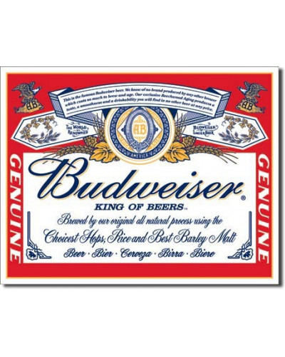 Plechová ceduľa Budweiser - Label 40 cm x 32 cm