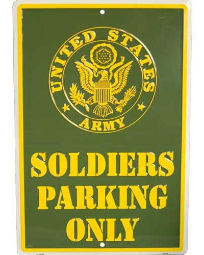 Plechová ceduľa Soldiers Parking Only 30cm x 45 cm