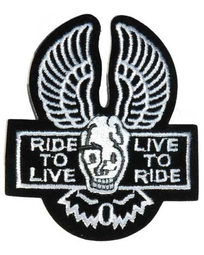 Moto nášivka Ride to Live - Live to Ride 7 cm x 8,5 cm