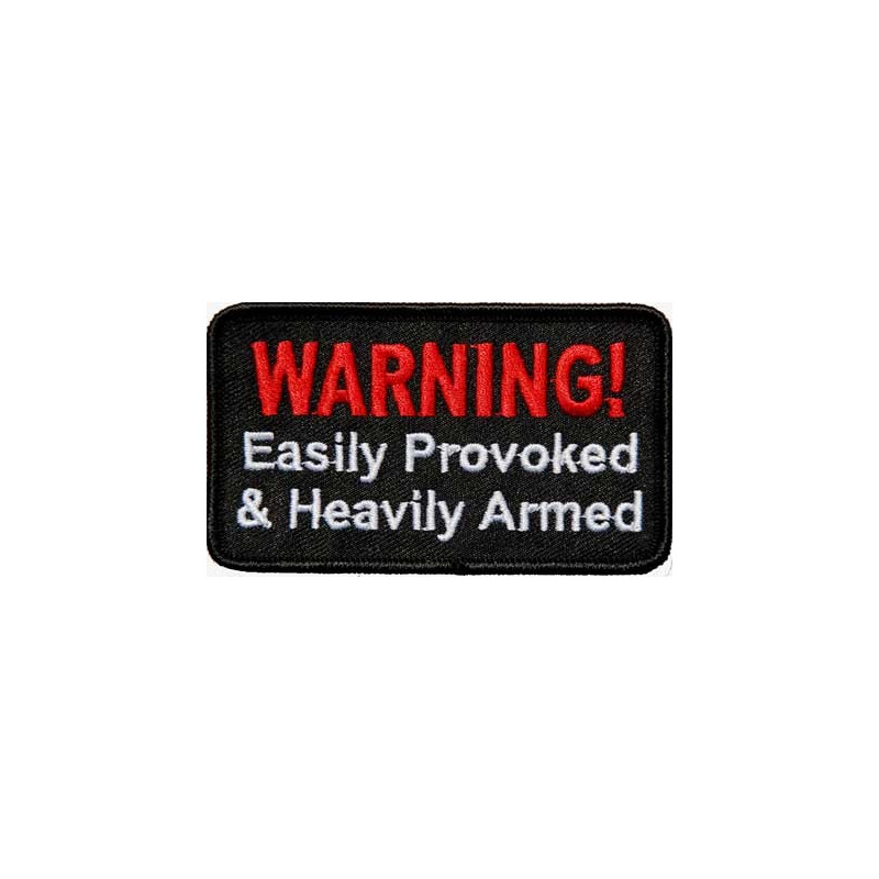 Moto nášivka Warning - provoked 5 cm x 9 cm