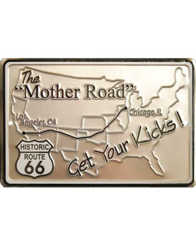 Plechová ceduľa The Mother Road Map 20 cm x 30 cm