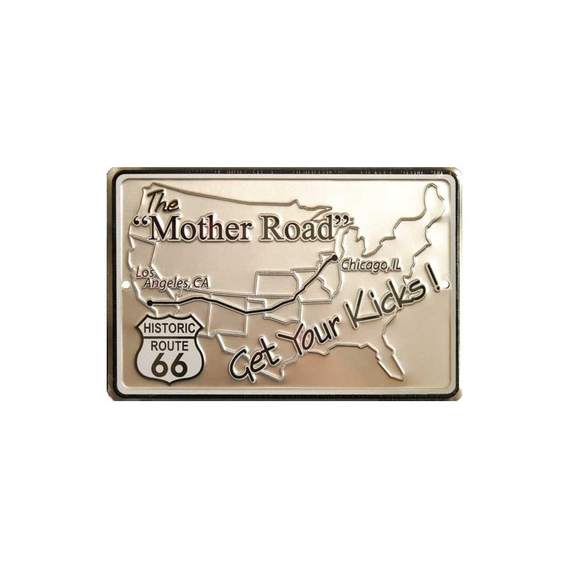 Plechová ceduľa The Mother Road Map 20 cm x 30 cm