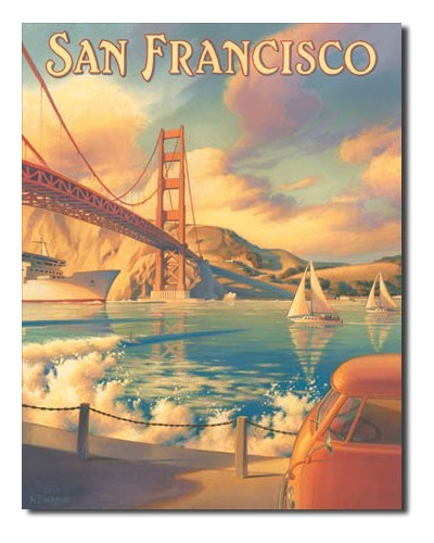 Plechová cedule San Francisco Golden Gate 40 cm x 32 cm