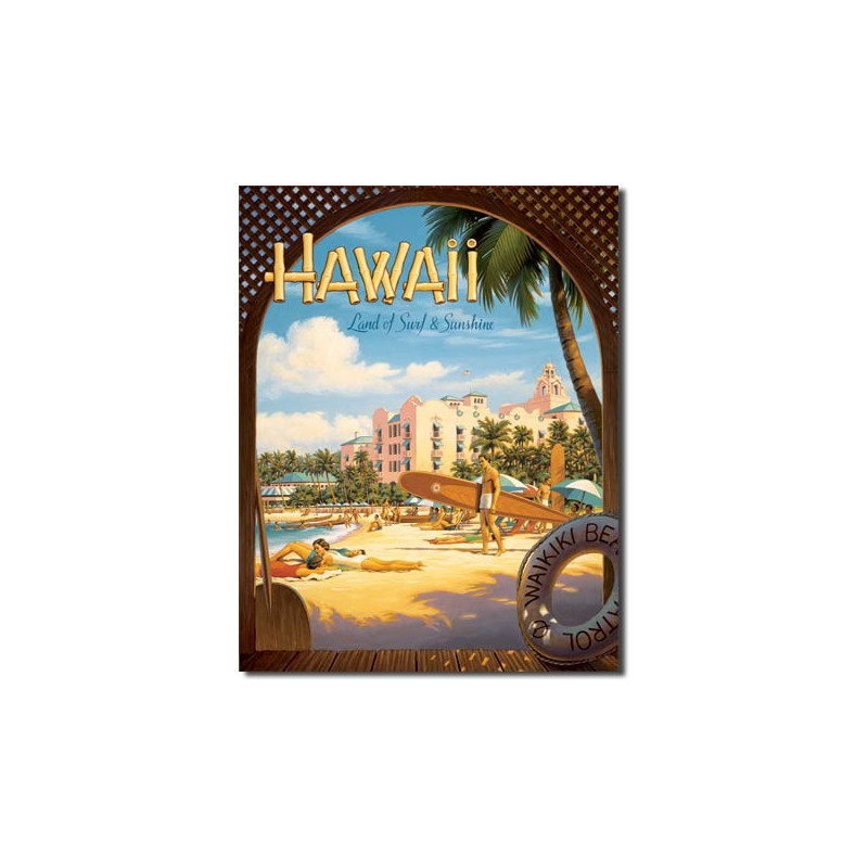 Plechová ceduľa Hawaii Sun and Surf 40 cm x 32 cm