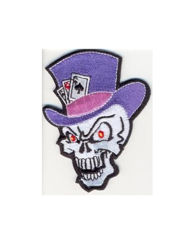 Moto nášivka Skull with Hat and Cards 9cm x 6,5cm