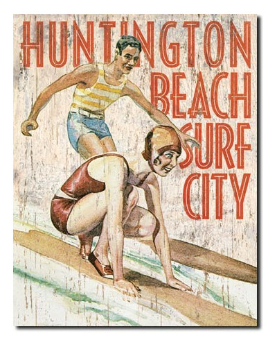 Plechová ceduľa Huntington Beach Surf Club 40 cm x 32 cm