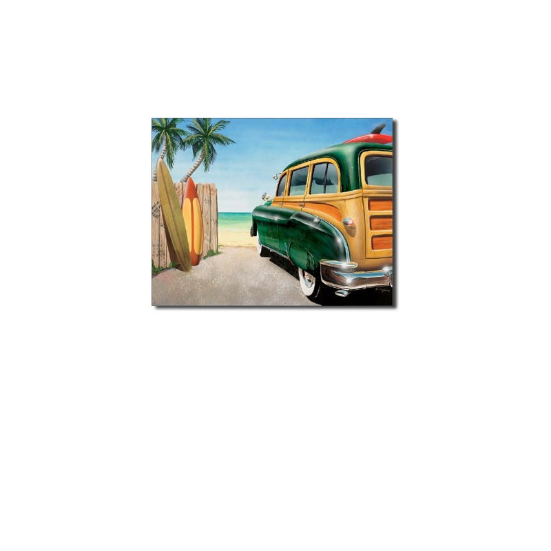 Plechová ceduľa Retro Auto Beach Woody 40 cm x 32 cm