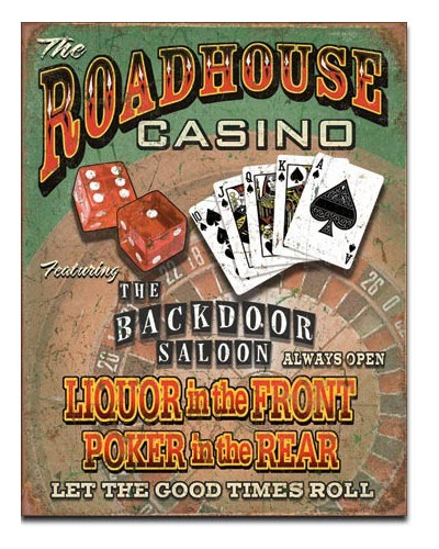 Plechová ceduľa Roadhouse Bar & Casino 40 cm x 32 cm