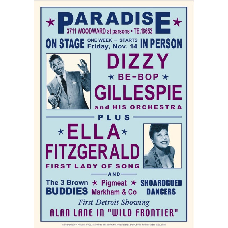 Koncertní plakát Dizzy + Ella, 1947