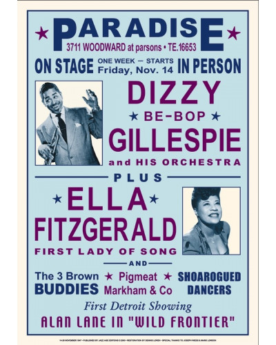 Koncertné plagát Dizzy + Ella, 1947