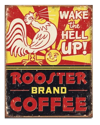 Plechová cedule Rooster Brand Coffee 40 cm x 32 cm