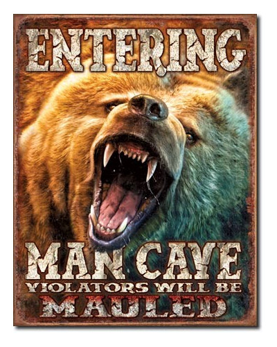 Plechová ceduľa Man Cave - Grizzly 40 cm x 32 cm