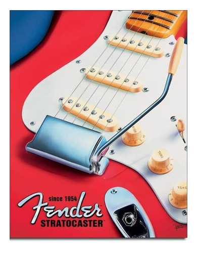 Plechová ceduľa Fender - Strat since 1954