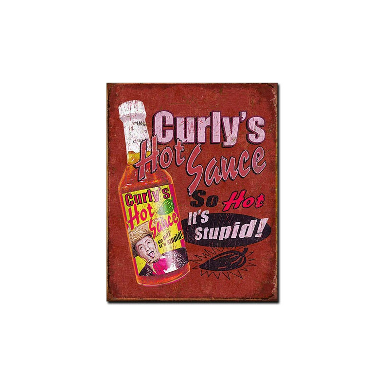 Plechová ceduľa Curlys Hot Sauce 40 cm x 32 cm