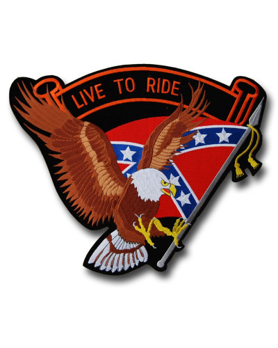 Moto nášivka Live to Ride Rebel Eagle Brown XXL na chrbát 37 cm x 32 cm