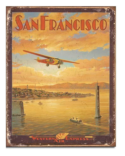 Plechová cedule San Francisco - Western Air 40 cm x 32 cm
