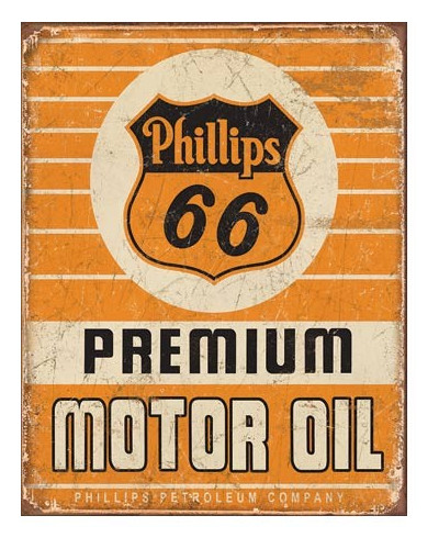 Plechová ceduľa Phillips 66 Premium Oil 40 cm x 32 cm