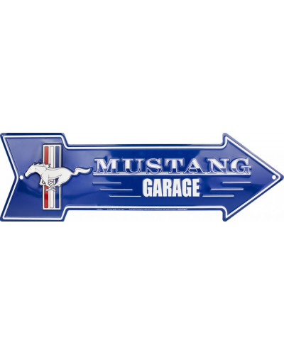 Plechová ceduľa Mustang garage arrow 15cm x 50cm