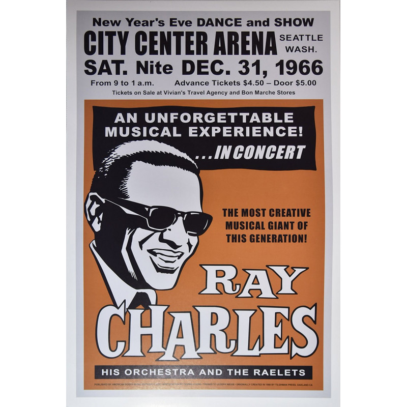 Koncertné plagát Ray Charles, Seattle 1966