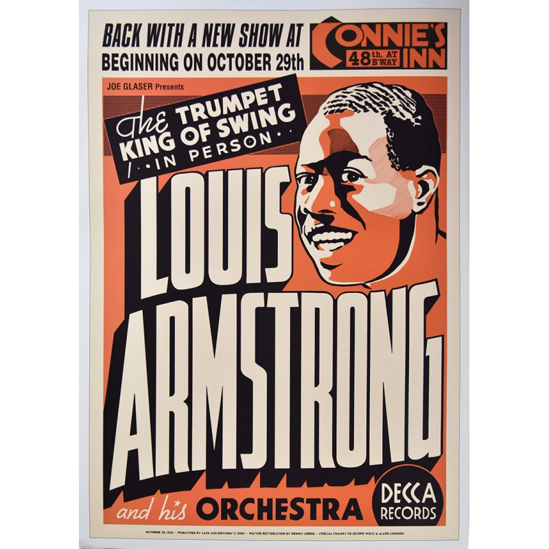 Koncertné plagát Louis Armstrong, Connies Inn, Harlem, NYC, 1935