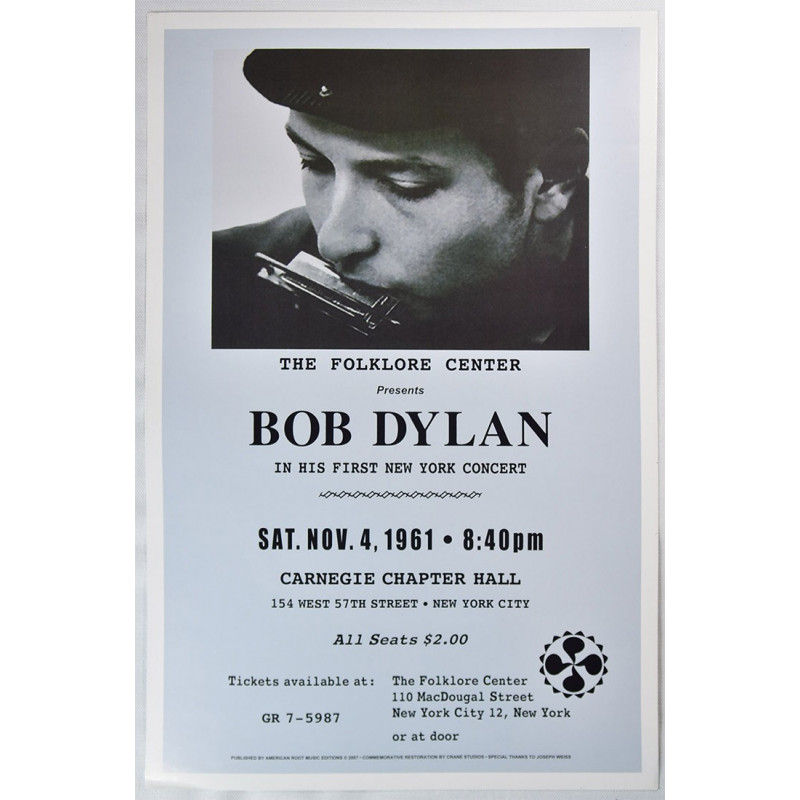 Koncertné plagát Bob Dylan 1961