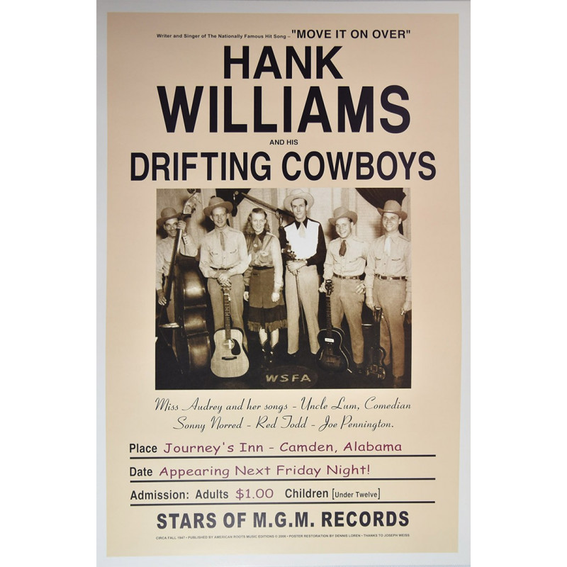 Koncertné plagát Hank Williams, Alabama, 1947
