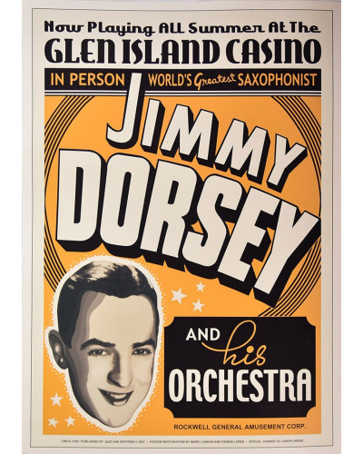 Koncertné plagát Jimmy Dorsey, Glen Island Casino, NY, 1936