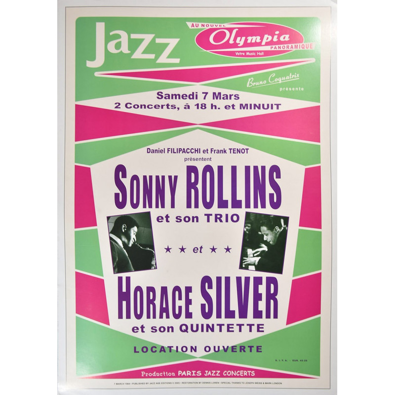 Koncertné plagát Sonny Rolins + H.Silver, 1964